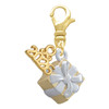 Gold-tone 3-D Present with Crystal - Gold-tone Plated Clip on Charm with Mini Year 2026: Year to Remember Jewelry Gift - Celebrations