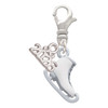 Silver Plated 3-D White Ice Skate - Silver Plated Clip on Charm with Mini Year 2026: Year to Remember Jewelry Gift - Celebrations