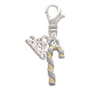 Two-tone 3-D Candy Cane - Silver Plated Clip on Charm with Mini Year 2026: Year to Remember Jewelry Gift - Celebrations