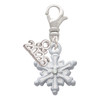 White Snowflake with Clear Crystal - Silver Plated Clip on Charm with Mini Year 2026: Year to Remember Jewelry Gift - Celebrations