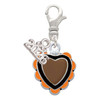 Silver Plated Brown & Black Heart with Orange Ruffles - Silver Plated Clip on Charm with Mini Year 2026: Year to Remember Jewelry Gift - Celebrations