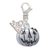 Silver Plated 3-D Large Jack O' Lantern with Leaves - Silver Plated Clip on Charm with Mini Year 2026: Year to Remember Jewelry Gift - Celebrations