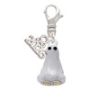Two-tone 3-D Ghost with Black Crystals - Silver Plated Clip on Charm with Mini Year 2026: Year to Remember Jewelry Gift - Celebrations