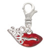 Silver Plated Small Translucent Red Lips - Silver Plated Clip on Charm with Mini Year 2026: Year to Remember Jewelry Gift - Celebrations