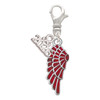 Silver Plated Medium Translucent Red Angel Wing - Silver Plated Clip on Charm with Mini Year 2026: Year to Remember Jewelry Gift - Celebrations