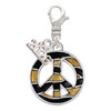 Silver Plated Large Brown Tiger Print Peace Sign - Silver Plated Clip on Charm with Mini Year 2026: Year to Remember Jewelry Gift - Celebrations