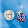 Silver Plated Large Hot Pink Tiger Print Peace Sign - Silver Plated Clip on Charm with Mini Year 2026 Jewelry Ideas and Examples