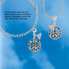 Silver Plated Large Brown Cheetah Print Peace Sign - Silver Plated Clip on Charm with Mini Year 2026