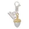 Two-tone Small Acorn with Crystals - Silver Plated Clip on Charm with Mini Year 2026: Year to Remember Jewelry Gift - Celebrations