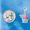 Silver Plated Owl with Hot Pink & Clear Crystal Eyes - Silver Plated Clip on Charm with Mini Year 2026 Jewelry Ideas and Examples