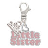 Pink ''Little Sister'' with Heart - Silver Plated Clip on Charm with Mini Year 2026: Year to Remember Jewelry Gift - Celebrations