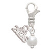 Silver Plated 6mm Glass Imitation Pearl Bead Drop - Silver Plated Clip on Charm with Mini Year 2026: Year to Remember Jewelry Gift - Celebrations