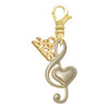 Gold-tone Large Clef with Heart - Gold-tone Plated Clip on Charm with Mini Year 2026: Year to Remember Jewelry Gift - Celebrations