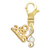 Gold-tone Mini Clef with Crystal - Gold-tone Plated Clip on Charm with Mini Year 2026: Year to Remember Jewelry Gift - Celebrations