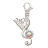 Silver Plated Medium Clef with AB Crystal - Silver Plated Clip on Charm with Mini Year 2026: Year to Remember Jewelry Gift - Celebrations