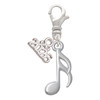 Silver Plated Sixteenth Note - Silver Plated Clip on Charm with Mini Year 2026: Year to Remember Jewelry Gift - Celebrations