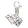 Silver Plated Mini 3-D ''Little Sister'' Heart - Silver Plated Clip on Charm with Mini Year 2026: Year to Remember Jewelry Gift - Celebrations