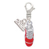 Silver Plated 3-D Red Running Shoe - Silver Plated Clip on Charm with Mini Year 2026: Year to Remember Jewelry Gift - Celebrations