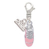 Silver Plated 3-D Pink Running Shoe - Silver Plated Clip on Charm with Mini Year 2026: Year to Remember Jewelry Gift - Celebrations