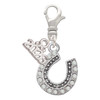 Gold-tone Beaded Clear Crystal Horseshoe with Good Luck - Silver Plated Clip on Charm with Mini Year 2026: Year to Remember Jewelry Gift - Celebrations