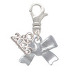Silver Plated 3-D Textured Bow - Silver Plated Clip on Charm with Mini Year 2026: Year to Remember Jewelry Gift - Celebrations