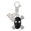 Silver Plated Small Black Resin Skull with Clear Crystals - Silver Plated Clip on Charm with Mini Year 2026: Year to Remember Jewelry Gift - Celebrations