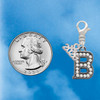 Black Nickeltone Crystal Initial - B - Beaded Border - Silver Plated Clip on Charm with Mini Year 2026 Jewelry Ideas and Examples
