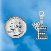 Black Nickeltone Crystal Initial - E - Beaded Border - Silver Plated Clip on Charm with Mini Year 2026 Jewelry Ideas and Examples