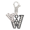 Black Nickeltone Crystal Initial - W - Beaded Border - Silver Plated Clip on Charm with Mini Year 2026: Year to Remember Jewelry Gift - Celebrations