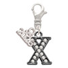 Black Nickeltone Crystal Initial - X - Beaded Border - Silver Plated Clip on Charm with Mini Year 2026: Year to Remember Jewelry Gift - Celebrations