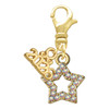 Gold-tone AB Crystal Lucky Star - Gold-tone Plated Clip on Charm with Mini Year 2026: Year to Remember Jewelry Gift - Celebrations