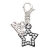 Black Nickeltone Clear Crystal Lucky Star - Silver Plated Clip on Charm with Mini Year 2026: Year to Remember Jewelry Gift - Celebrations
