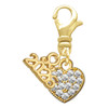 Gold-tone Clear Crystal Heart - Gold-tone Plated Clip on Charm with Mini Year 2026: Year to Remember Jewelry Gift - Celebrations
