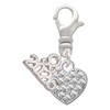Silver Plated Clear Crystal Heart - Silver Plated Clip on Charm with Mini Year 2026: Year to Remember Jewelry Gift - Celebrations