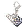 Black Nickeltone Clear AB Crystal Heart - Silver Plated Clip on Charm with Mini Year 2026: Year to Remember Jewelry Gift - Celebrations