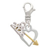 Two-tone Open Cupid's Heart - Silver Plated Clip on Charm with Mini Year 2026: Year to Remember Jewelry Gift - Celebrations