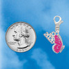 Silver Plated Translucent Hot Pink Flying Butterfly - Silver Plated Clip on Charm with Mini Year 2026 Jewelry Ideas and Examples