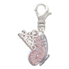 Silver Plated Translucent Pink Flying Butterfly - Silver Plated Clip on Charm with Mini Year 2026: Year to Remember Jewelry Gift - Celebrations