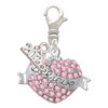 Silver Plated Believe Banner on Pink Crystal Heart - Silver Plated Clip on Charm with Mini Year 2026: Year to Remember Jewelry Gift - Celebrations
