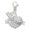 Silver Plated Believe Banner on Clear Crystal Heart - Silver Plated Clip on Charm with Mini Year 2026: Year to Remember Jewelry Gift - Celebrations