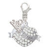 Silver Plated Lil Sister Banner on Clear Crystal Heart - Silver Plated Clip on Charm with Mini Year 2026: Year to Remember Jewelry Gift - Celebrations