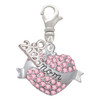 Silver Plated Mom Banner on Pink Crystal Heart - Silver Plated Clip on Charm with Mini Year 2026: Year to Remember Jewelry Gift - Celebrations