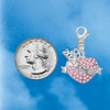 Silver Plated Love Banner on Pink Crystal Heart - Silver Plated Clip on Charm with Mini Year 2026 Jewelry Ideas and Examples