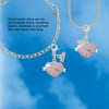 Silver Plated Sister Banner on Pink Crystal Heart - Silver Plated Clip on Charm with Mini Year 2026