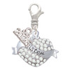 Silver Plated Sister Banner on Clear Crystal Heart - Silver Plated Clip on Charm with Mini Year 2026: Year to Remember Jewelry Gift - Celebrations