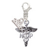 Silver Plated Nurse Caduceus - NP - Silver Plated Clip on Charm with Mini Year 2026: Year to Remember Jewelry Gift - Celebrations