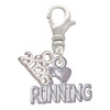 I 'Heart' Running - Silver Plated Clip on Charm with Mini Year 2026: Year to Remember Jewelry Gift - Celebrations