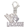 I 'Heart' Lacrosse - Silver Plated Clip on Charm with Mini Year 2026: Year to Remember Jewelry Gift - Celebrations