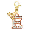 Rose Gold-tone Crystal Initial - E - Gold-tone Plated Clip on Charm with Mini Year 2026: Year to Remember Jewelry Gift - Celebrations