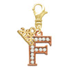 Rose Gold-tone Crystal Initial - F - Gold-tone Plated Clip on Charm with Mini Year 2026: Year to Remember Jewelry Gift - Celebrations